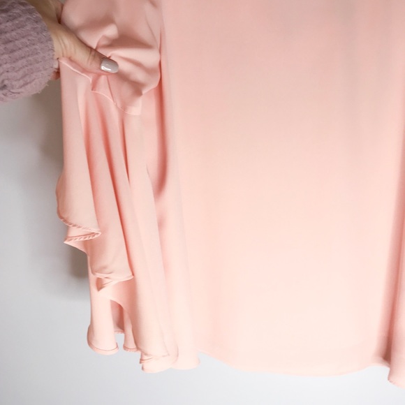 Suzy Shier Pink Blouse with Ruffle Bell Sleeves - Picture 4 of 8